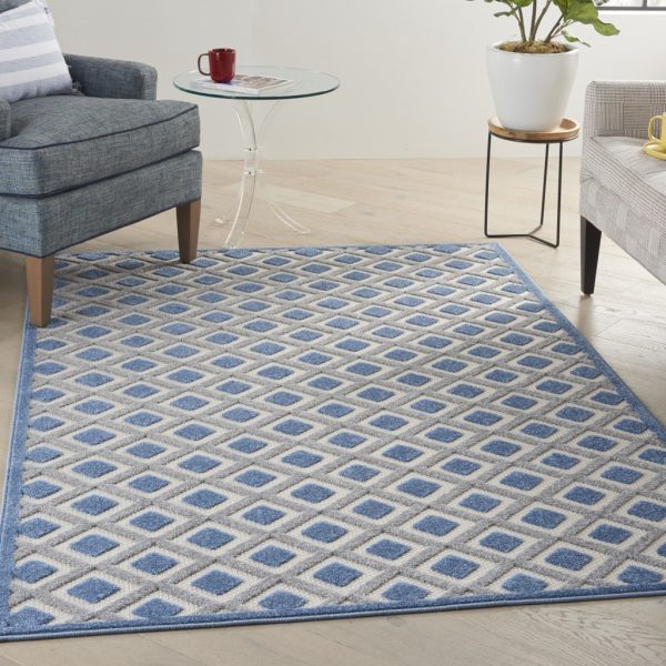 5?x 8?Blue and Gray Indoor Outdoor Area Rug - Image 4