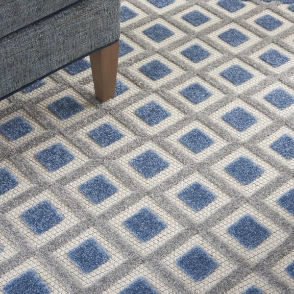 5?x 8?Blue and Gray Indoor Outdoor Area Rug - Image 5