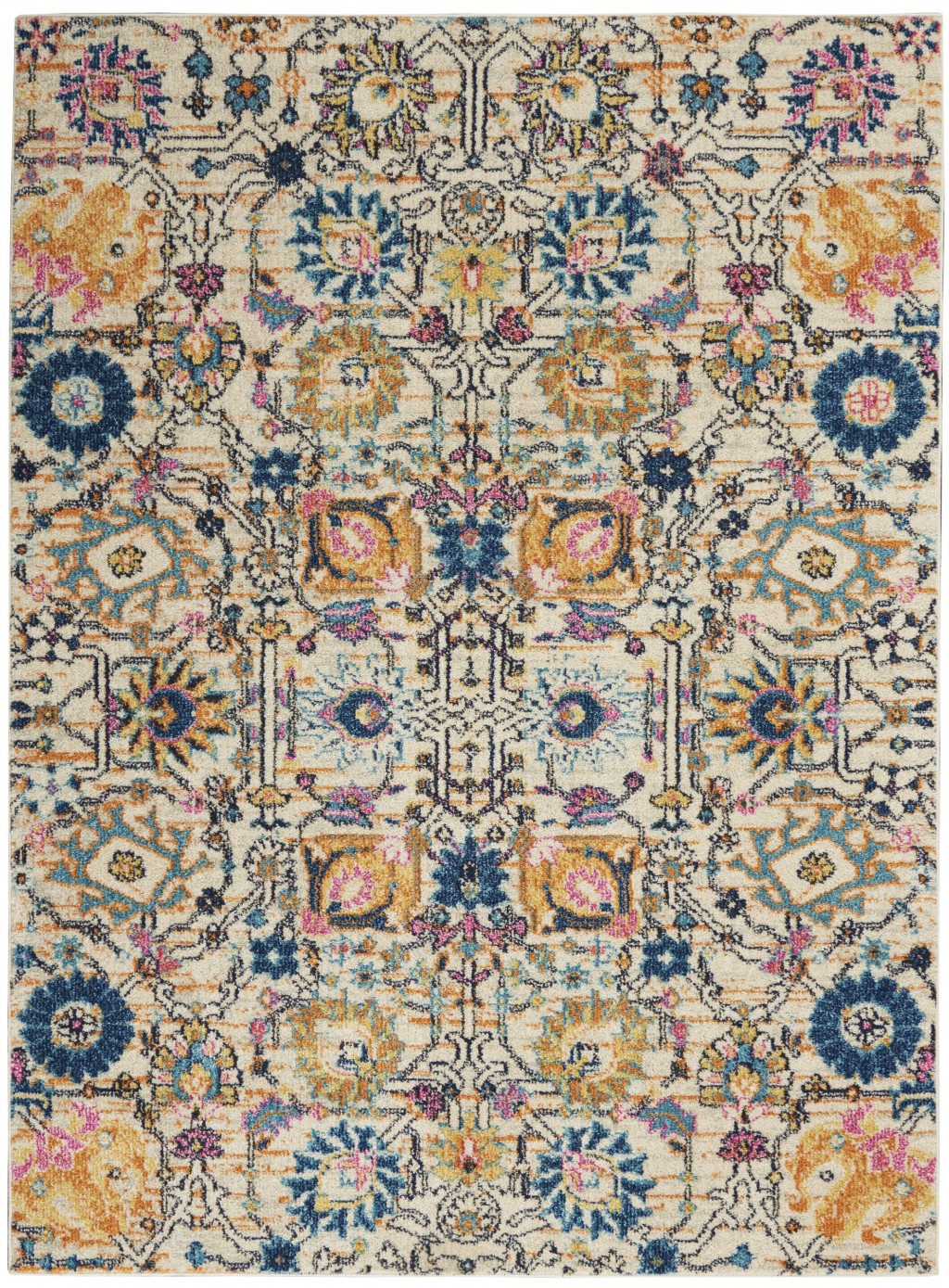 4?x 6?Ivory and Multicolor Floral Buds Area Rug