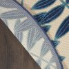 5?Round Navy and Beige Leaves Indoor Outdoor Area Rug - Image 3
