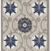 2?x 12?Gray and Blue Indoor Outdoor Runner Rug