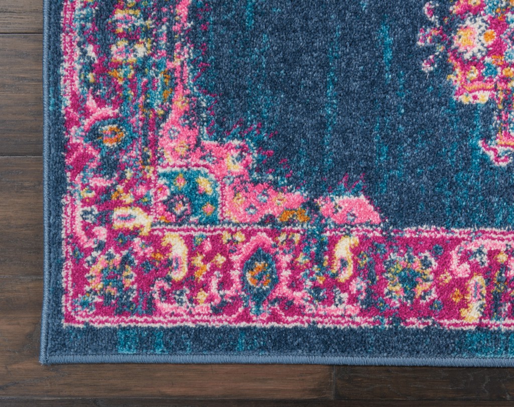 2?x 10?Blue and Pink Medallion Runner Rug - Image 3