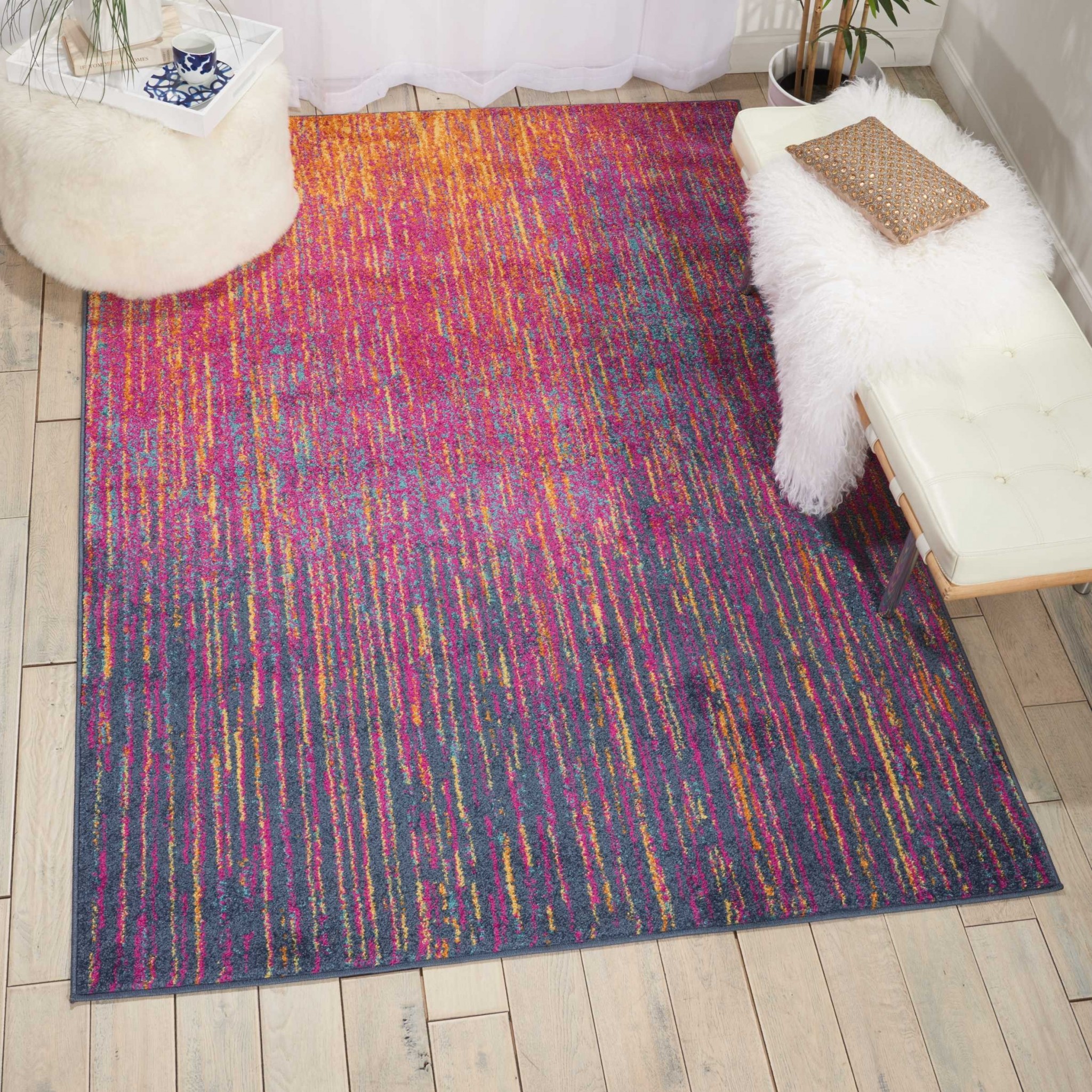 5?x 7?Rainbow Abstract Striations Area Rug - Image 4