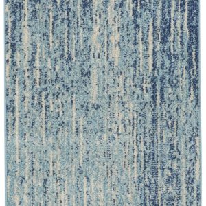 2?x 10?Navy and Light Blue Abstract Runner Rug