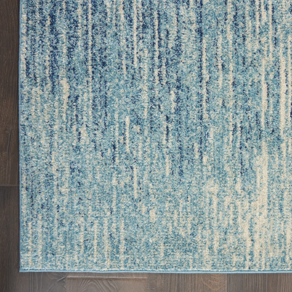 2?x 10?Navy and Light Blue Abstract Runner Rug - Image 2