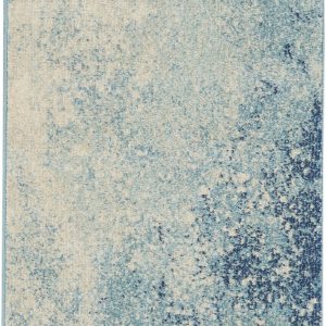 2?x 8?Light Blue and Ivory Abstract Sky Runner Rug