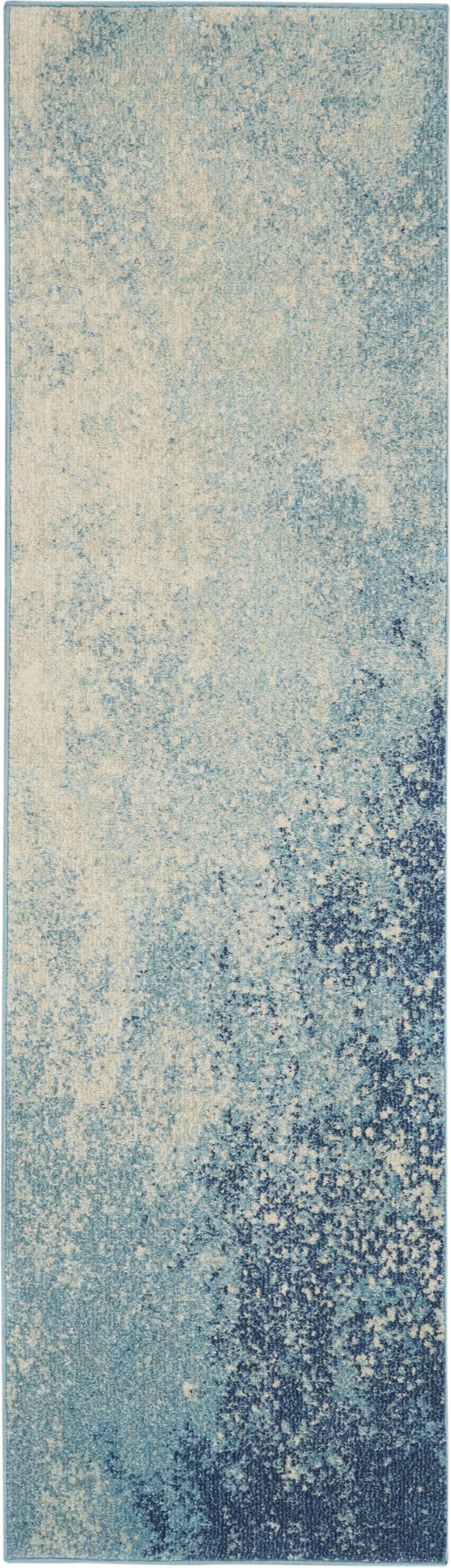 2?x 8?Light Blue and Ivory Abstract Sky Runner Rug