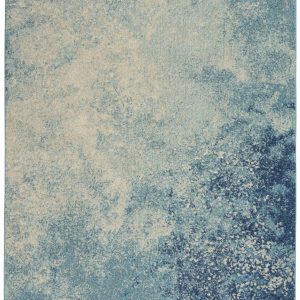 5?x 7?Light Blue and Ivory Abstract Sky Area Rug