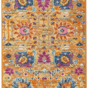 2?x 6?Sun Gold and Navy Distressed Runner Rug