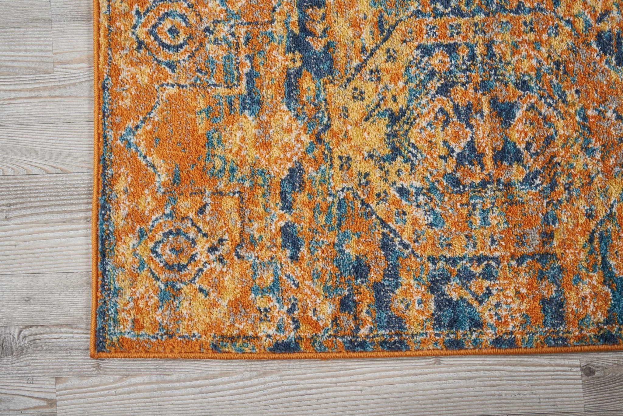 2?x 6?Gold and Blue Antique Runner Rug - Image 2