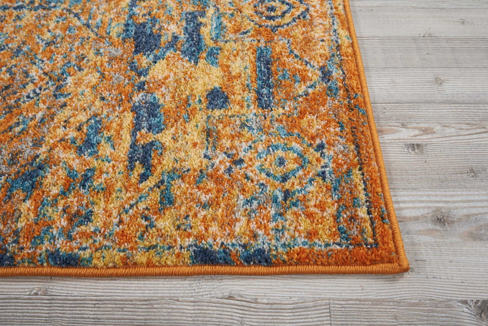 2?x 6?Gold and Blue Antique Runner Rug - Image 5