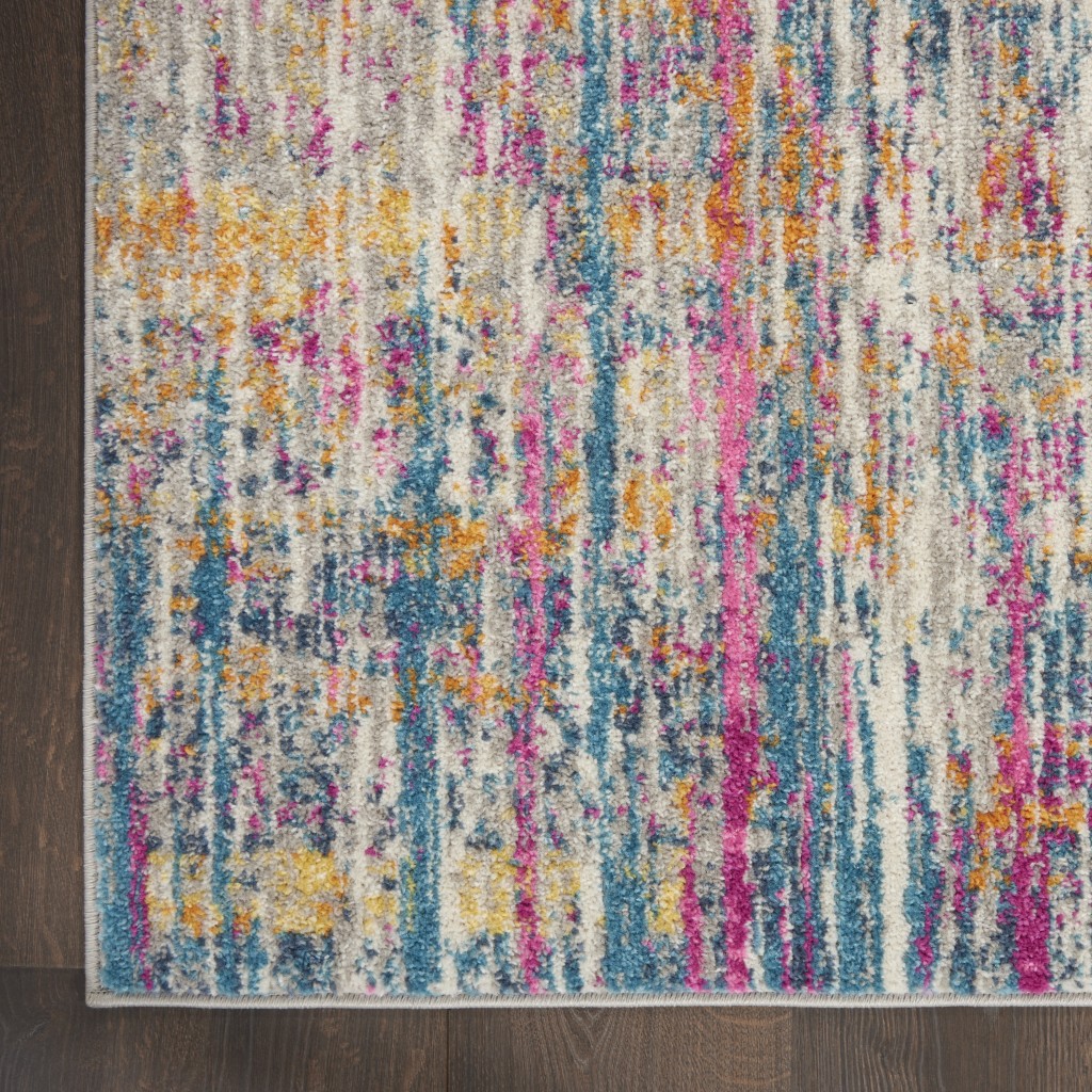 5?x 7?Ivory Abstract Striations Area Rug - Image 2