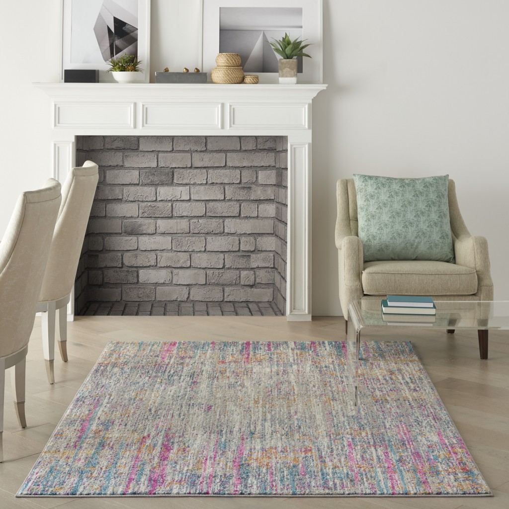 5?x 7?Ivory Abstract Striations Area Rug - Image 3