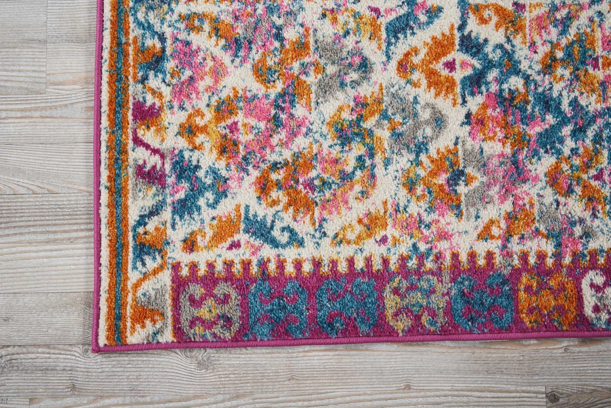 2?x 6?Ivory and Magenta Tribal Pattern Runner Rug - Image 2