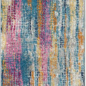 2?x 8?Gray Colorful Abstract Stripes Runner Rug