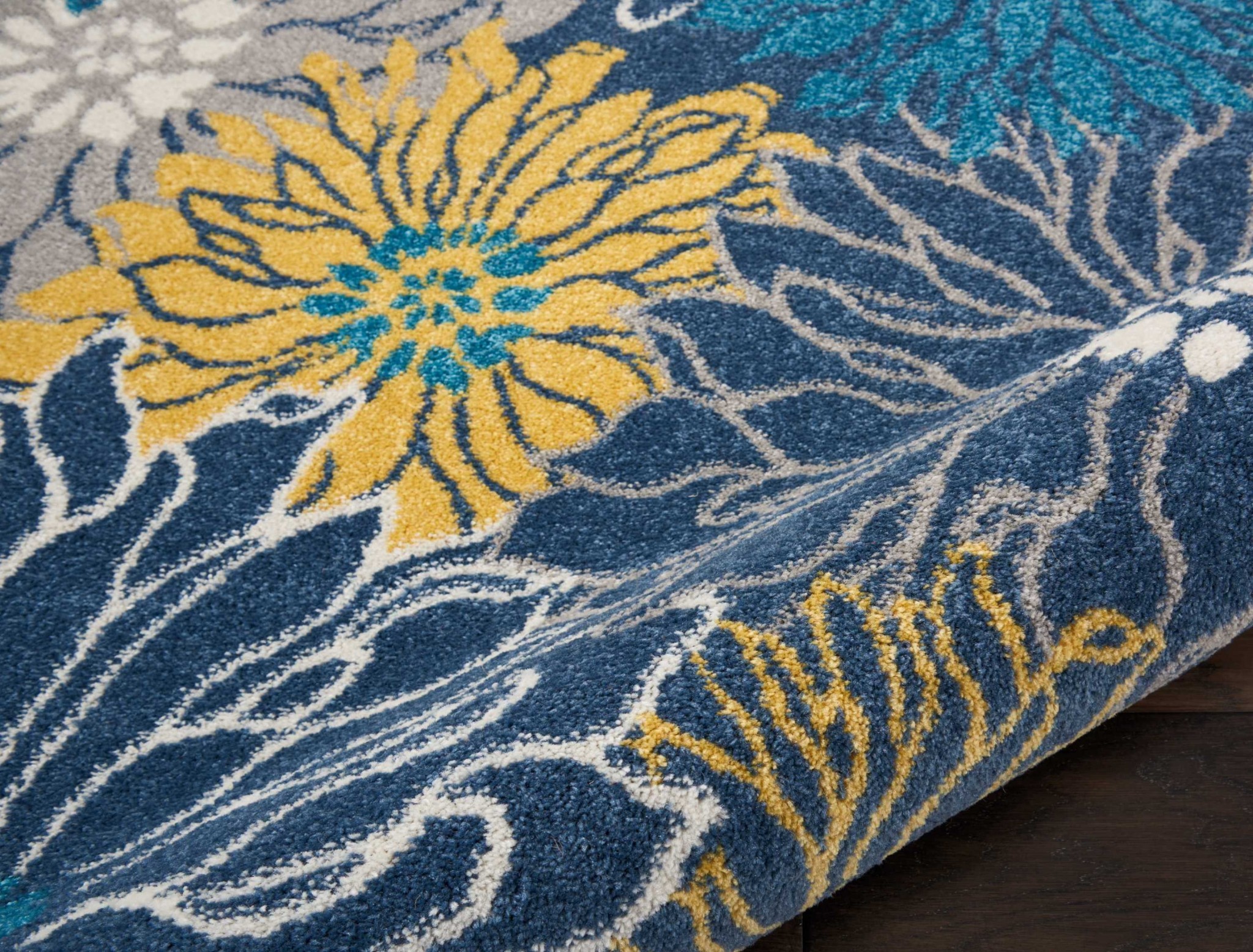 4?x 6?Blue Tropical Flower Area Rug - Image 3