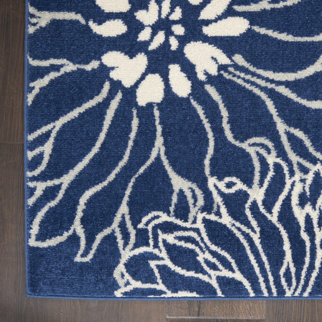 2?x 3?Navy and Ivory Floral Scatter Rug - Image 2