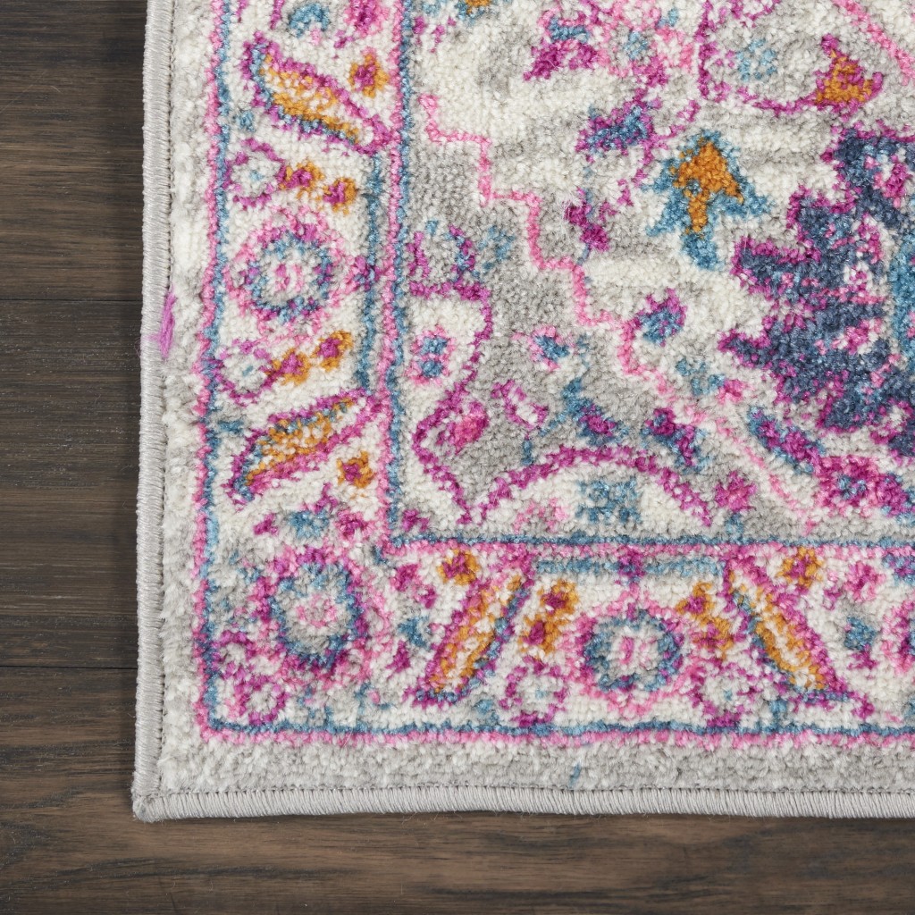 2?x 3?Light Gray and Pink Medallion Scatter Rug - Image 2