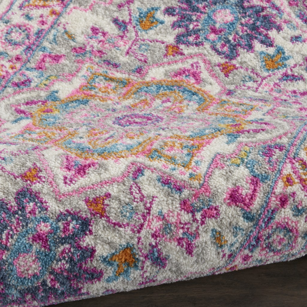 2?x 3?Light Gray and Pink Medallion Scatter Rug - Image 3