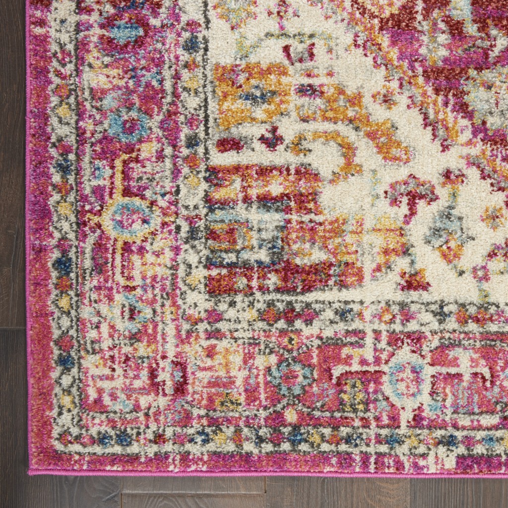 4?x 6?Ivory and Pink Oriental Area Rug - Image 2