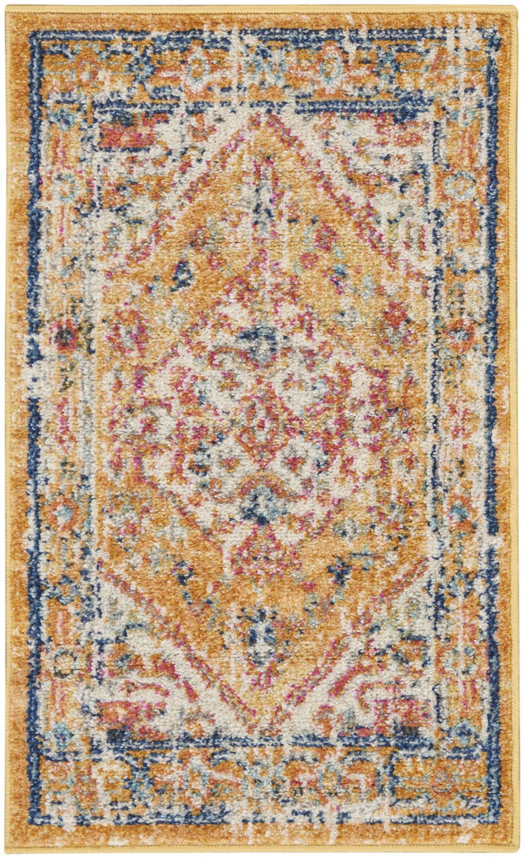 2?x 3?Ivory and Yellow Center Medallion Scatter Rug