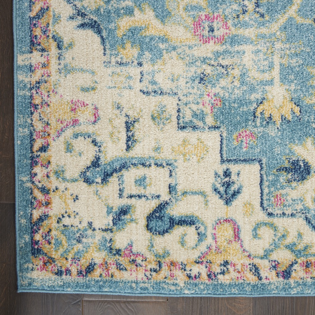 4?x 6?Light Blue and Ivory Distressed Area Rug - Image 2