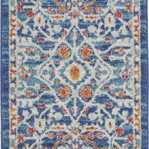 2?x 3?Blue White Multi Medallion Medallion Scatter Rug