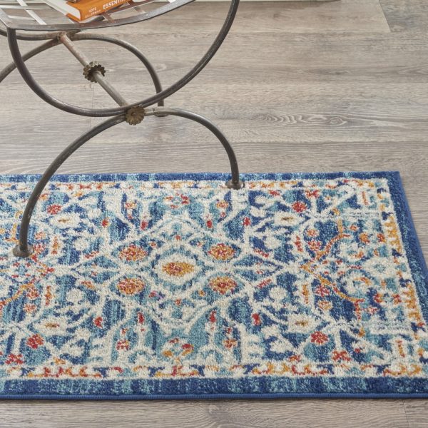 2?x 3?Blue White Multi Medallion Medallion Scatter Rug - Image 4