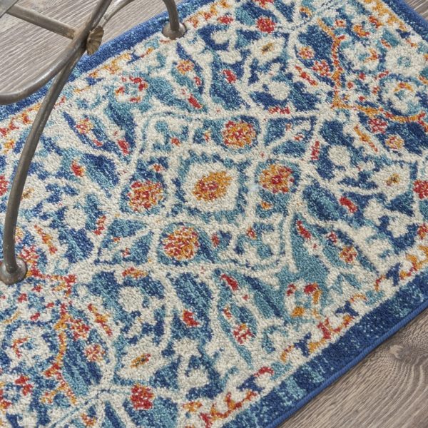 2?x 3?Blue White Multi Medallion Medallion Scatter Rug - Image 5