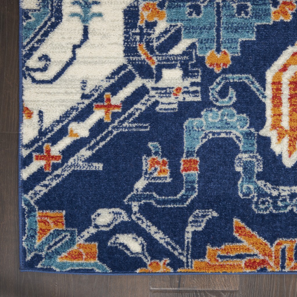 2?x 3?Blue and Ivory Persian Patterns Scatter Rug - Image 2
