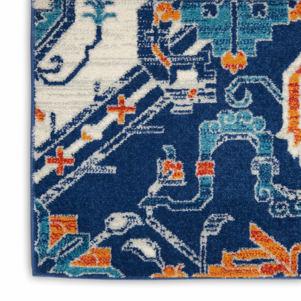 2?x 8?Blue and Ivory Persian Patterns Runner Rug - Image 5