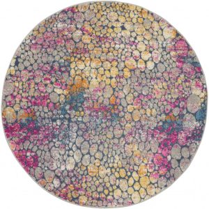 4?Round Yellow and Pink Coral Reef Area Rug