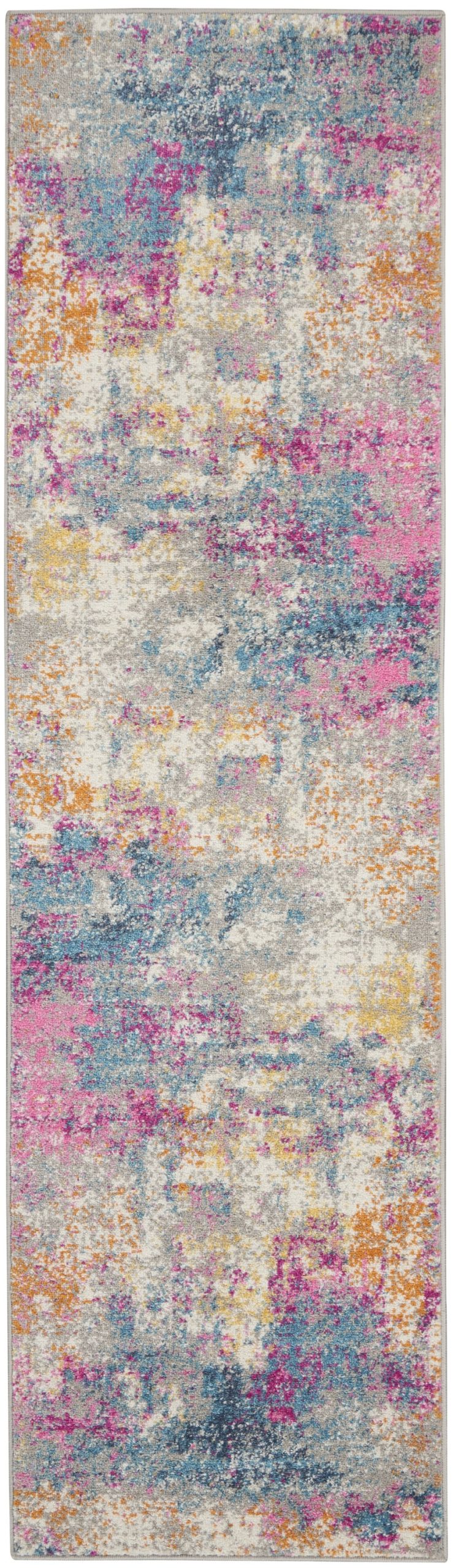 2?x 10?Ivory and Multi Abstract Runner Rug
