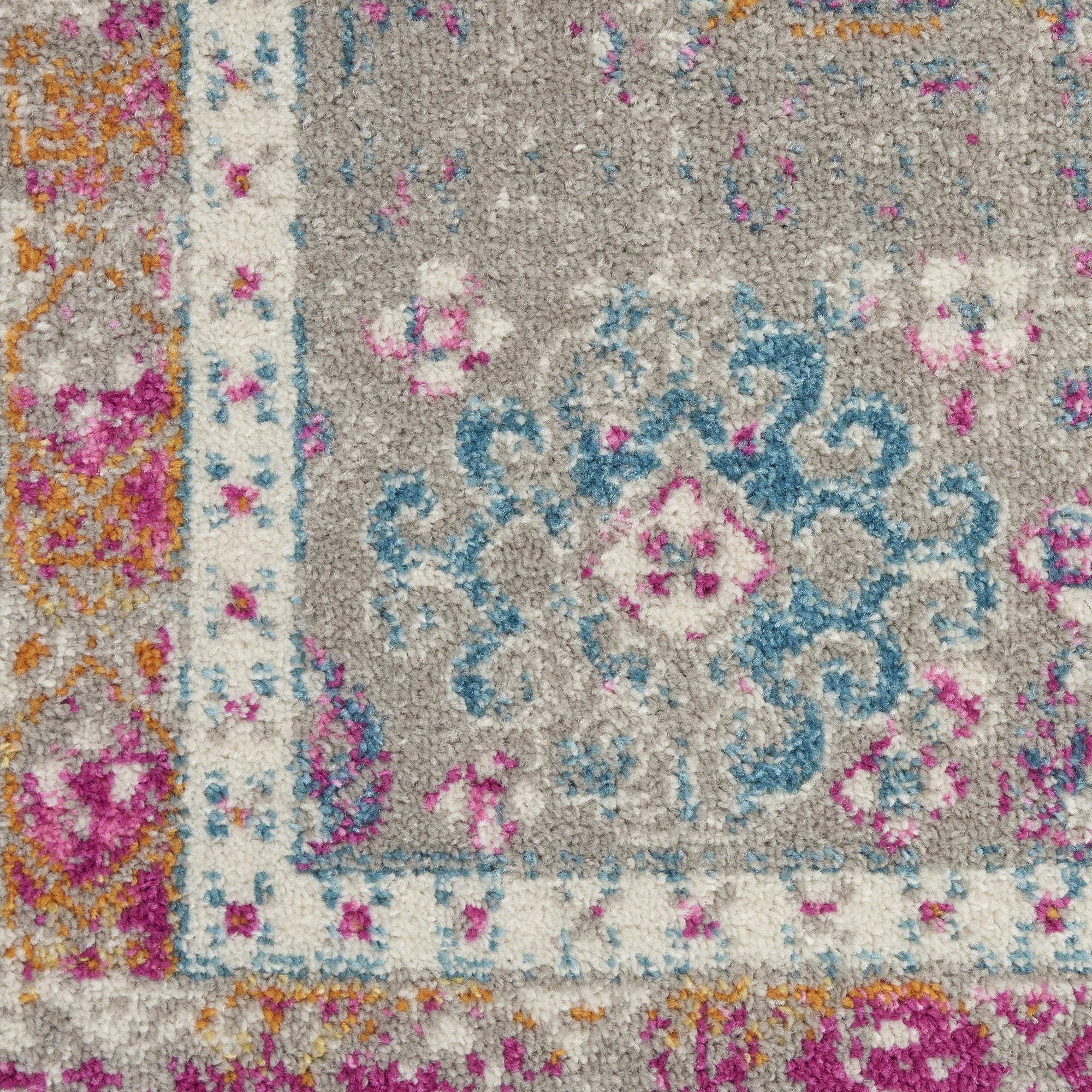 2?x 6?Gray Distressed Ornamental Runner Rug - Image 5