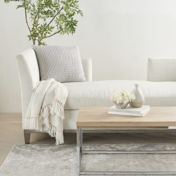 Light Gray Chunky Braid Throw Pillow - Image 3
