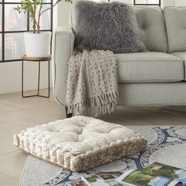 24" Beige Silky Soft Velvet Throw Pillow - Image 3