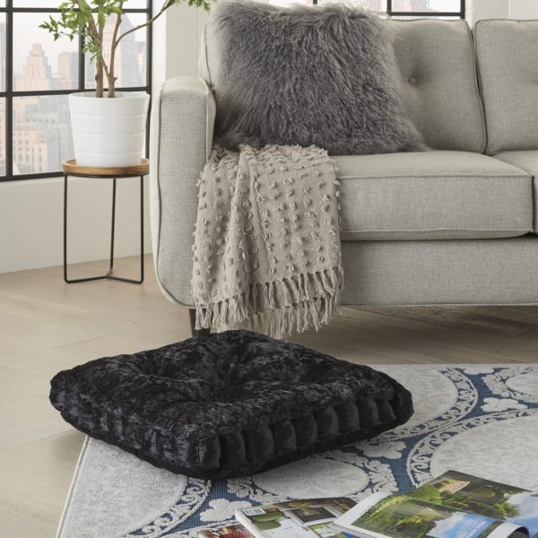 24" Black Silky Soft Velvet Throw Pillow - Image 3