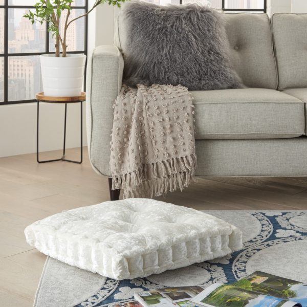24" Ivory Silky Soft Velvet Throw Pillow - Image 3