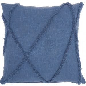 Boho Chic Blue Textured Lines Throw Pillow