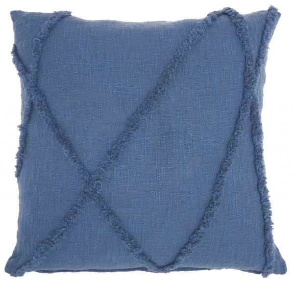 Boho Chic Blue Textured Lines Throw Pillow
