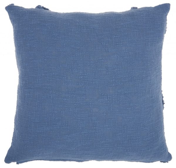 Boho Chic Blue Textured Lines Throw Pillow - Image 2