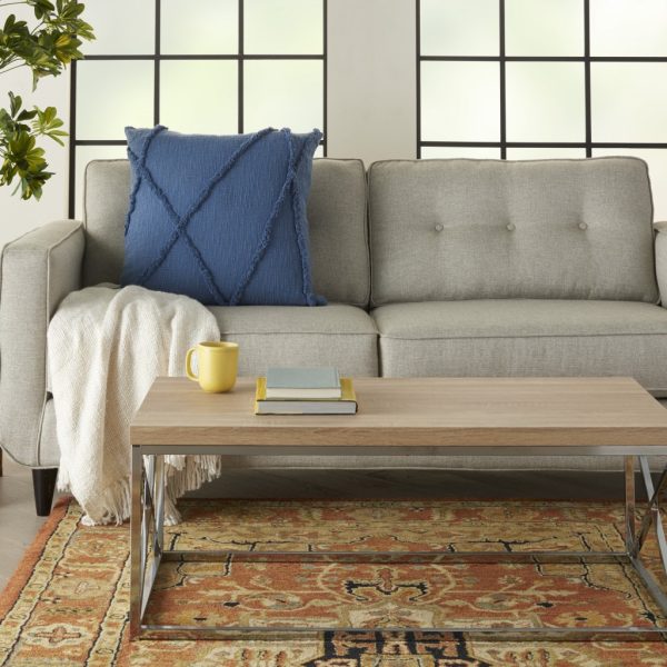Boho Chic Blue Textured Lines Throw Pillow - Image 3