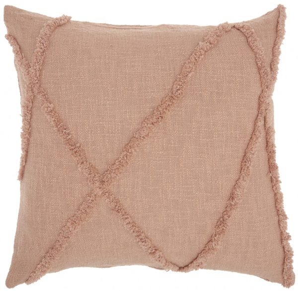 Boho Chic Blush Textured Lines Throw Pillow