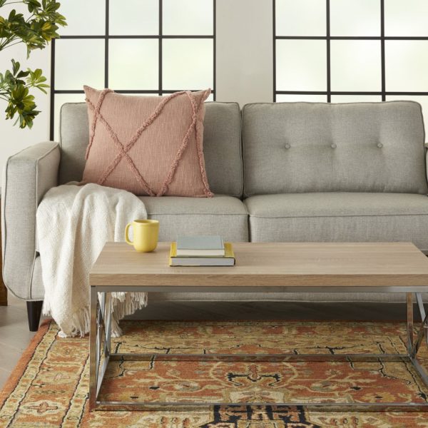 Boho Chic Blush Textured Lines Throw Pillow - Image 3