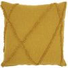 Boho Chic Mustard Textured Lines Throw Pillow
