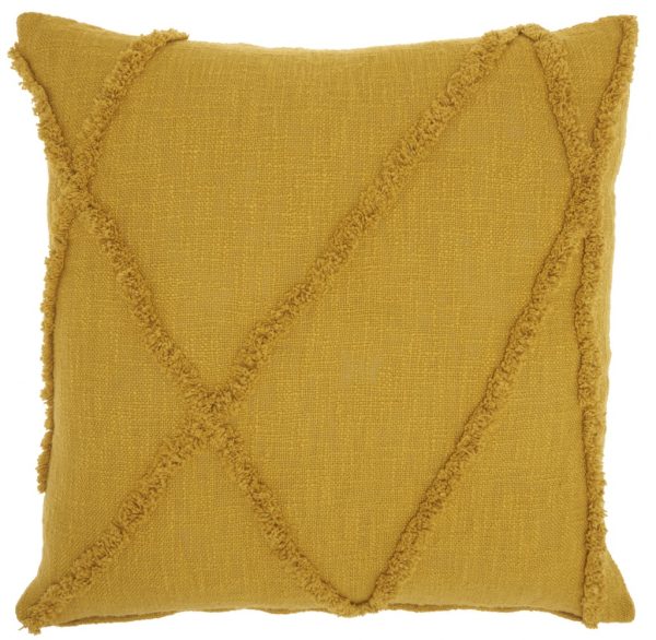 Boho Chic Mustard Textured Lines Throw Pillow