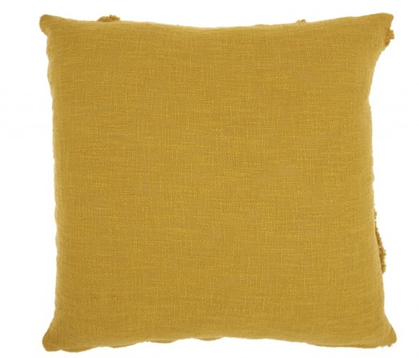 Boho Chic Mustard Textured Lines Throw Pillow - Image 2