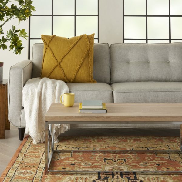 Boho Chic Mustard Textured Lines Throw Pillow - Image 3
