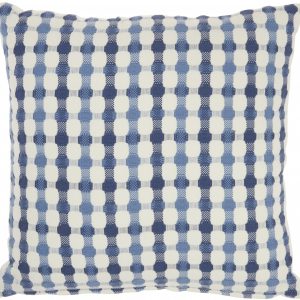 Blue and Ivory Gingham Pattern Throw Pillow