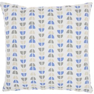 Blue and Ivory Birds and Buds Throw Pillow
